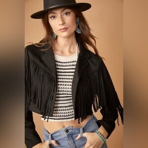 Francesca's Eloise Faux Suede Fringe Jacket